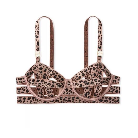 Victoria Secret Leopard Print Unlined Strappy Demi Bra - Picture 3 of 6